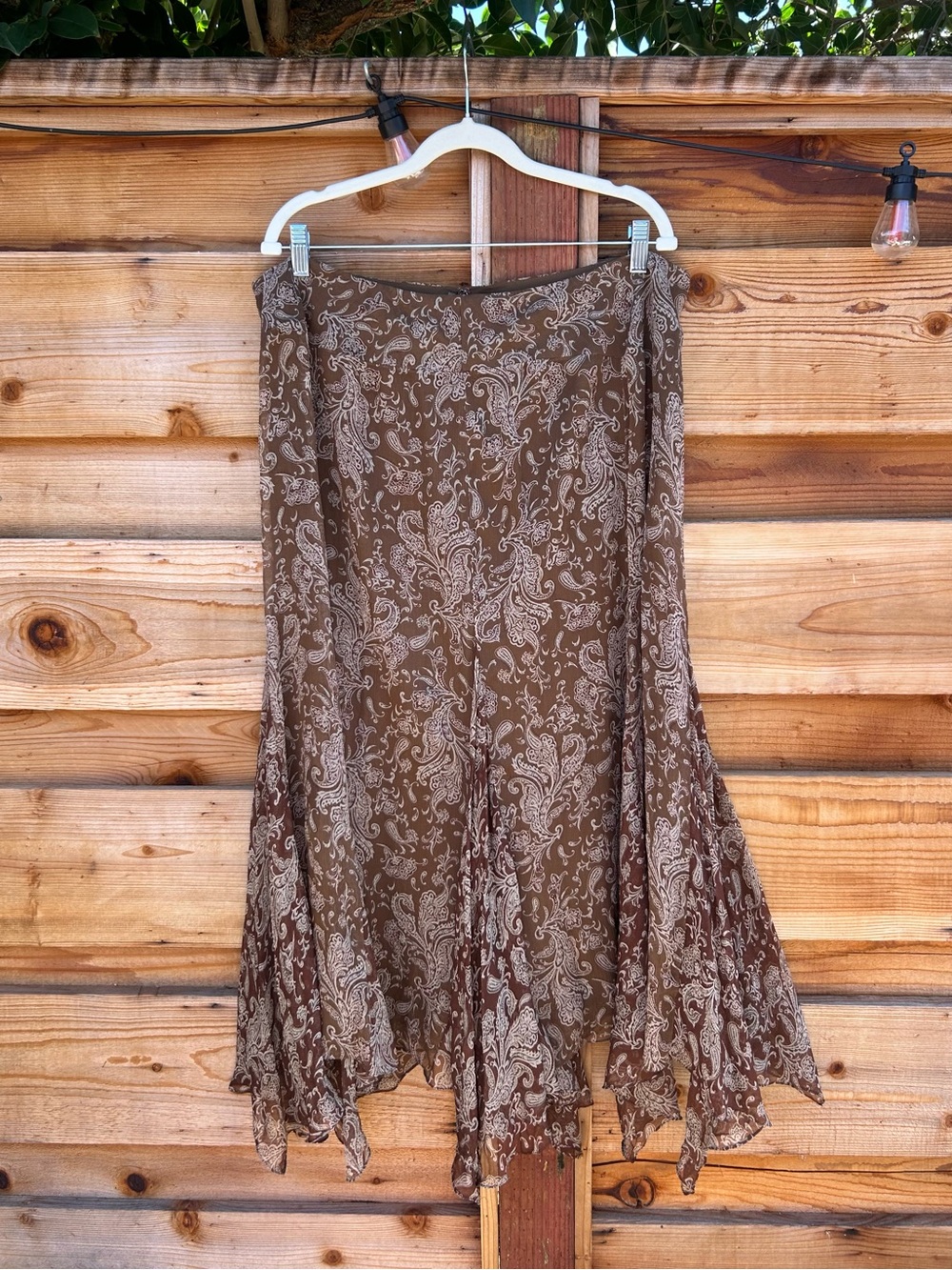 Vintage Ralph Lauren 100% Silk Paisley Fairy Maxi Skirt Asymmetrical Hem Size 16